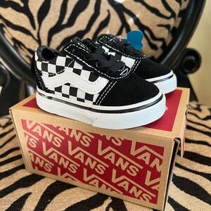 NIB Vans Ward Slip On Black White Checkered Size 3 Toddler